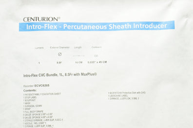 Centrum ECVC6265 Intro-Flex Percutaneous Sheath Introducer 1 Lumen 8.5F 10cm (x)